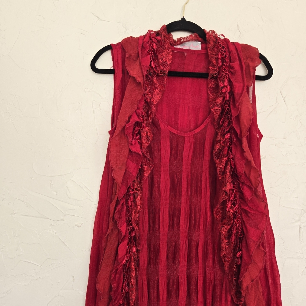 Pretty Angel Lacy Ruffle Whimsy Layered Top, S - Picture 2 of 12